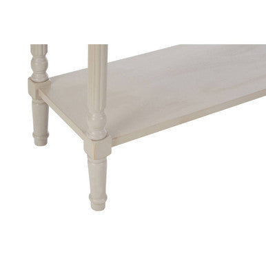 Grey Natural Wood Two-Tier Display Top Console Table with 2 Drawers and Carved Legs, Heritage