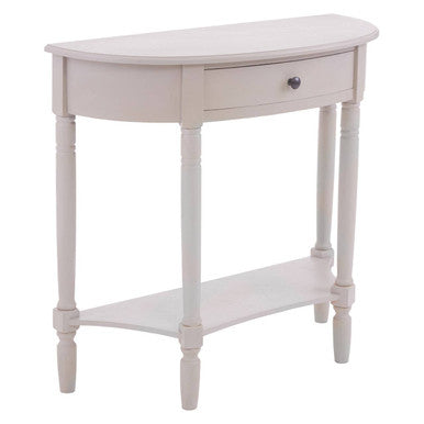 Grey Putty Natural Wood One-Drawer Console Table with Open Lower Shelf and Carved Spindle Legs, Heritage