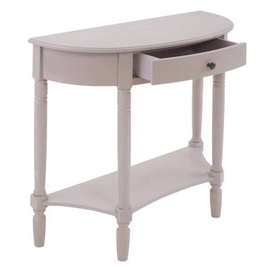 Grey Putty Natural Wood One-Drawer Console Table with Open Lower Shelf and Carved Spindle Legs, Heritage
