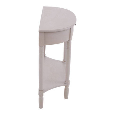 Grey Putty Natural Wood One-Drawer Console Table with Open Lower Shelf and Carved Spindle Legs, Heritage