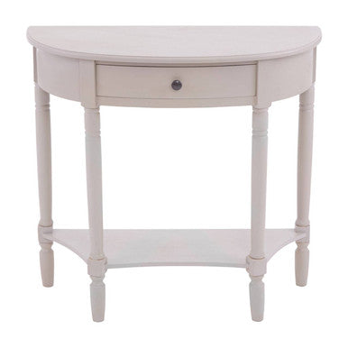 Grey Putty Natural Wood One-Drawer Console Table with Open Lower Shelf and Carved Spindle Legs, Heritage