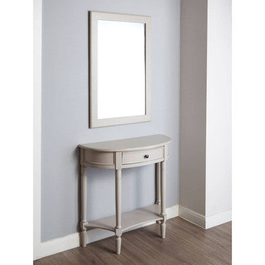 Grey Putty Natural Wooden One-Drawer Console Table with Open Lower Shelf and Carved Spindle Legs | Heritage