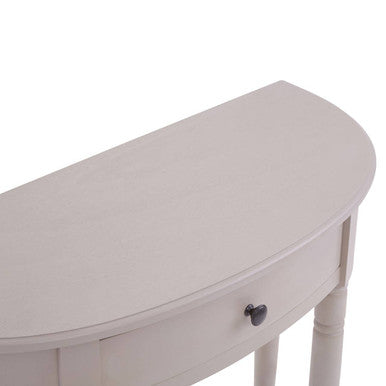 Grey Putty Natural Wood One-Drawer Console Table with Open Lower Shelf and Carved Spindle Legs, Heritage