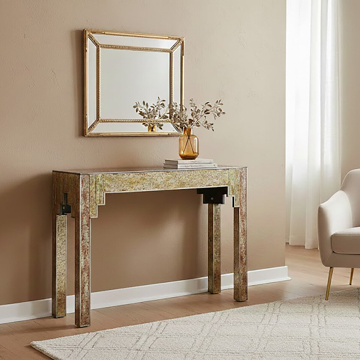 Antique Gold Console Table, Deco