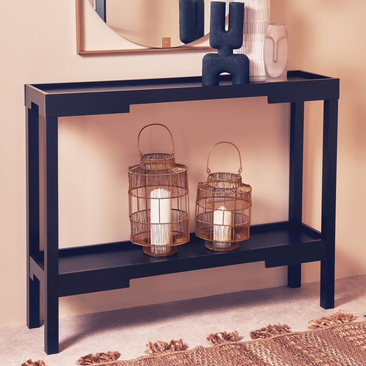 Black Console Table with Storage, Osaka