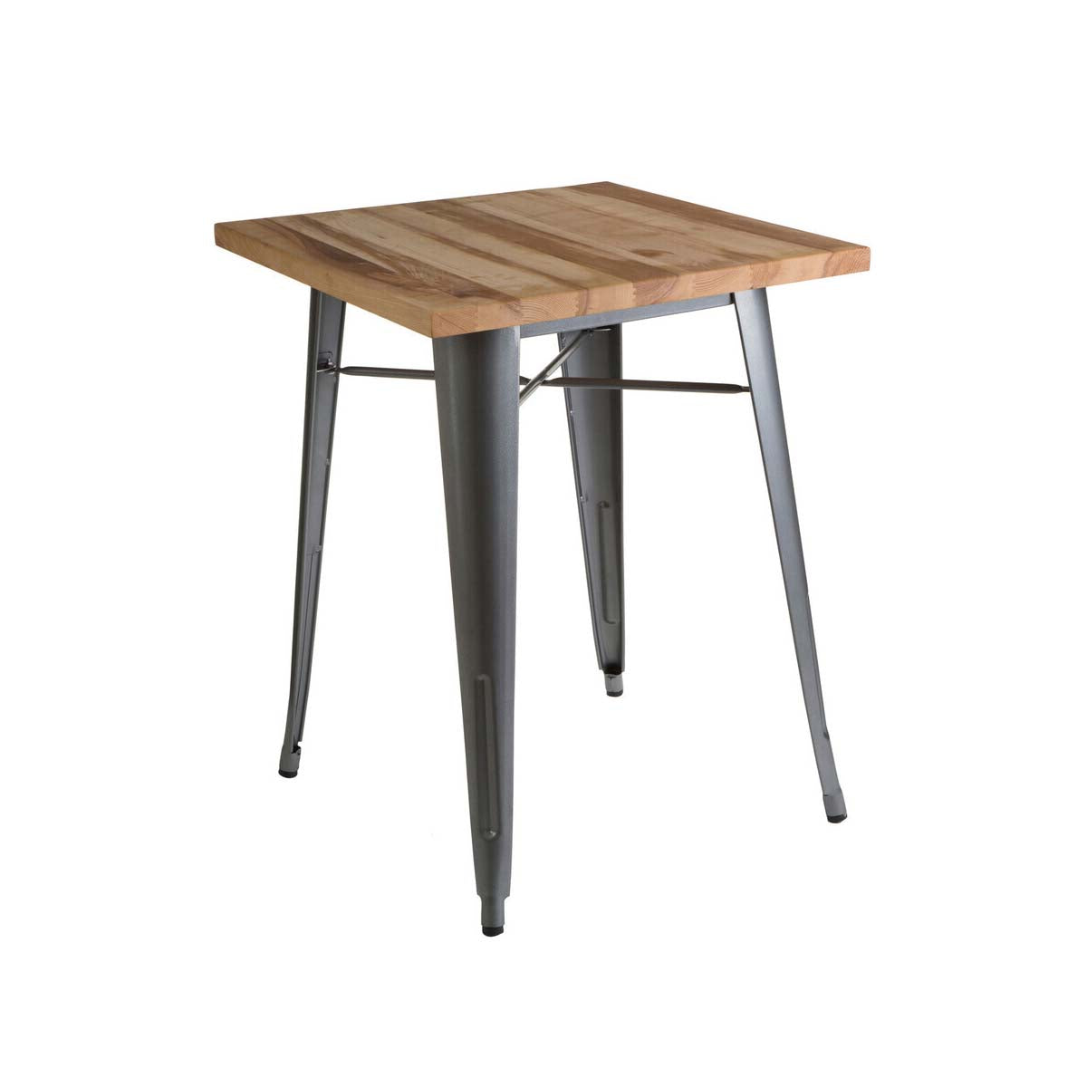 Natural Rustic Wood Top Side Table with Silver Powder Coated Metal Base, Aldgate