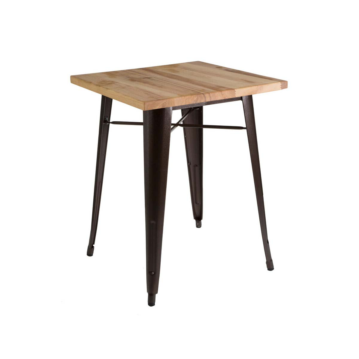 Natural Grain Wood Top Side Table with Crackle Copper Finish Gold Metal Legs, Aldgate