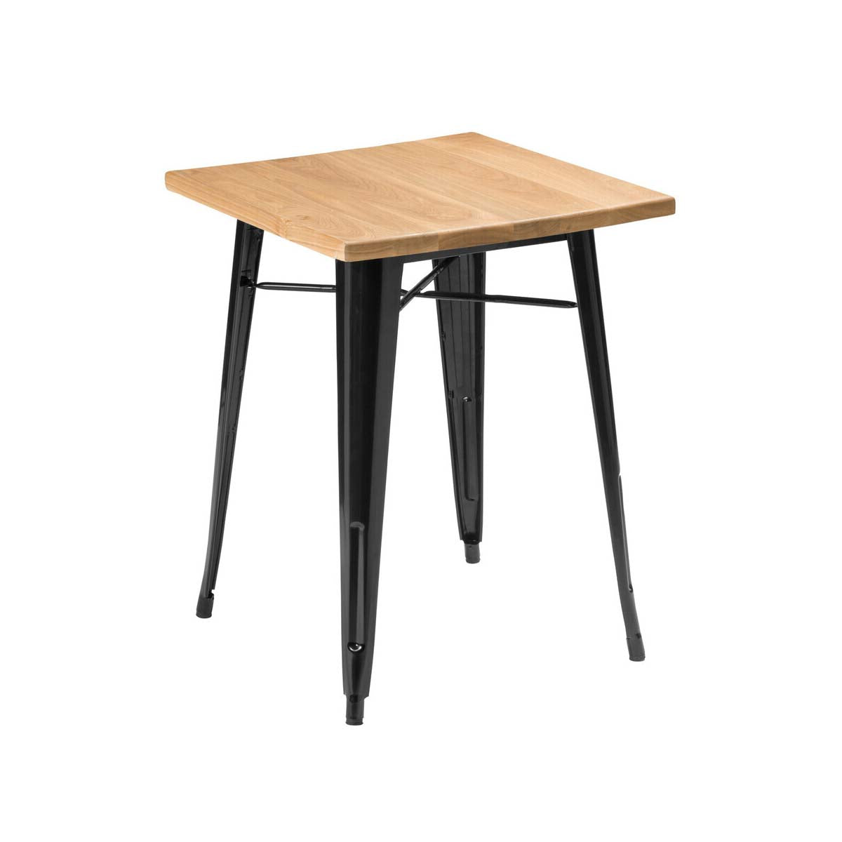 Natural Wood Grain Top Side Table with Black Powder Coated Metal Legs, Aldgate