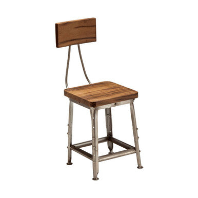 Apex Antique Silver Metal and Wood Industrial Dining Chair
