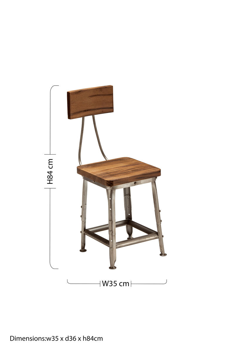 Apex Antique Silver Metal and Wood Industrial Dining Chair