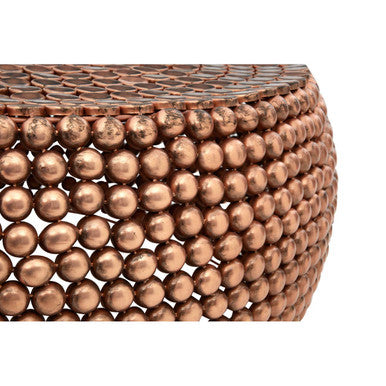 Gold Interlinked Beaded Iron Copper Finish Coffee Table, Templar