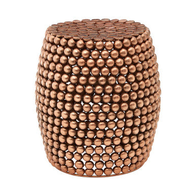 Templar Copper Iron Side Table and Stool with Beaded Design