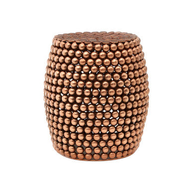 Templar Copper Iron Side Table and Stool with Beaded Design