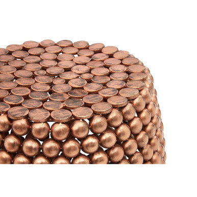 Templar Copper Iron Side Table and Stool with Beaded Design
