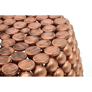 Templar Copper Iron Side Table and Stool with Beaded Design