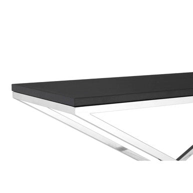 Black Leather Effect Console Table with Cross Design, Tribute