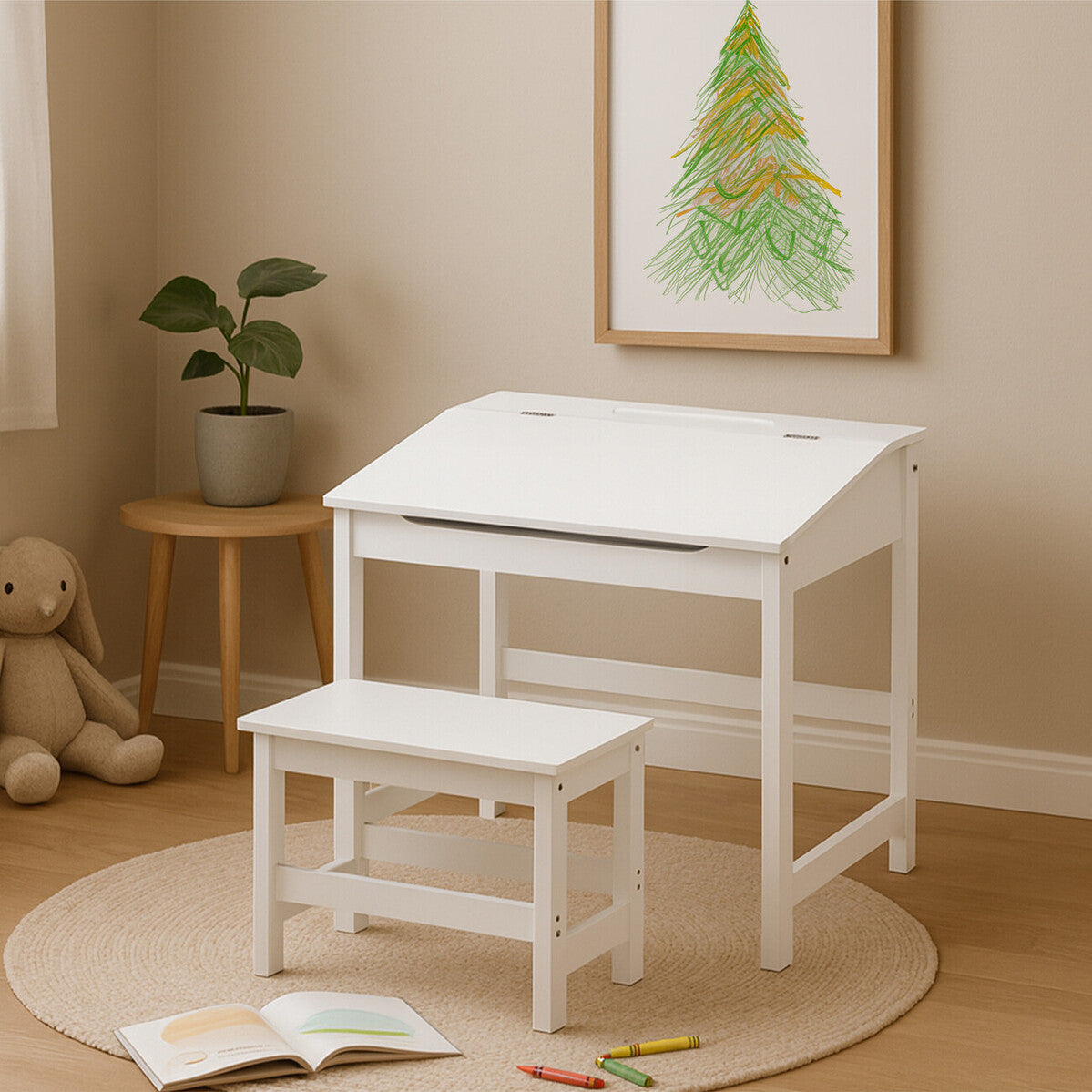 Jordan Children's White Desk And Stool