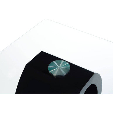 Tempered Glass Top O-Shaped Side Table with Black MDF Base | Halo