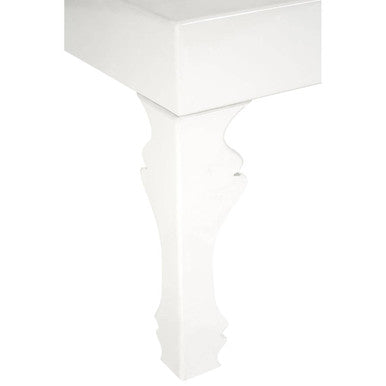 White High Gloss Wooden Coffee Table with Stately Shaped Legs, Luis