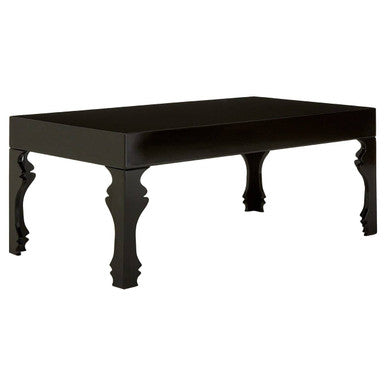 Black High Gloss Wooden Coffee Table with Stately Shaped Legs | Luis