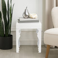 White High Gloss MDF Side Table with Decorative Shaped Curved Legs | Luis