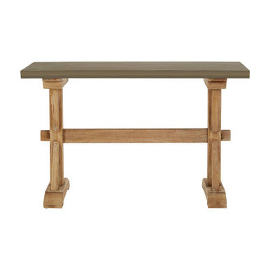Grey Finish Top Traditional Wooden Console Table with Natural Wood Base, Pompeii