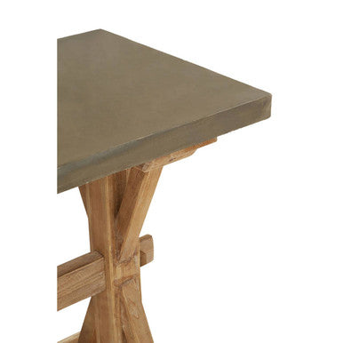 Grey Finish Top Traditional Wooden Console Table with Natural Wood Base, Pompeii