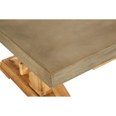 Grey Finish Top Traditional Wooden Coffee Table with Natural Wood Base, Pompeii