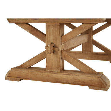 Grey Finish Top Traditional Wooden Coffee Table with Natural Wood Base, Pompeii