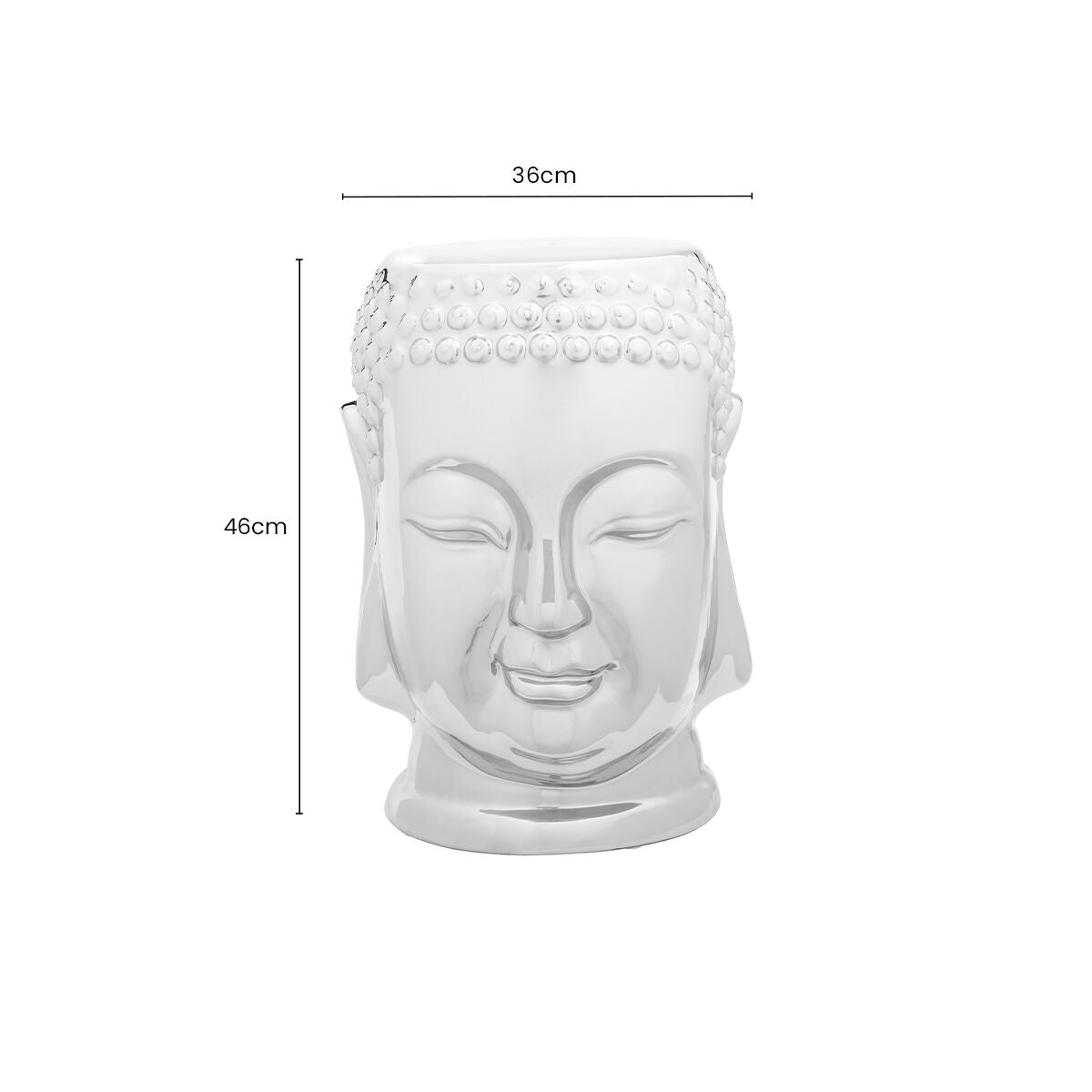 Complements Silver Dolomite Buddha Sculpted Side Table Deep Black Rounded Top, Torcello