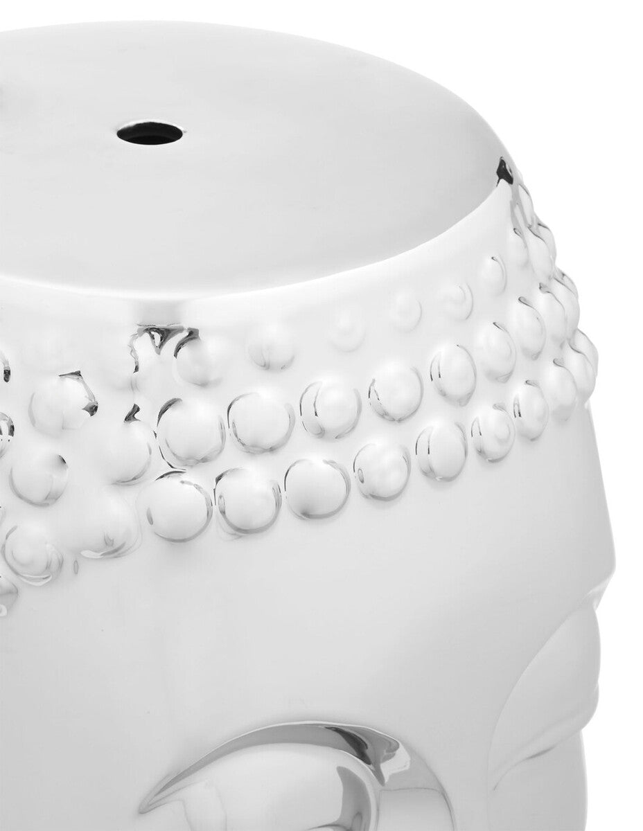 Complements Silver Dolomite Buddha Sculpted Side Table Deep Black Rounded Top, Torcello