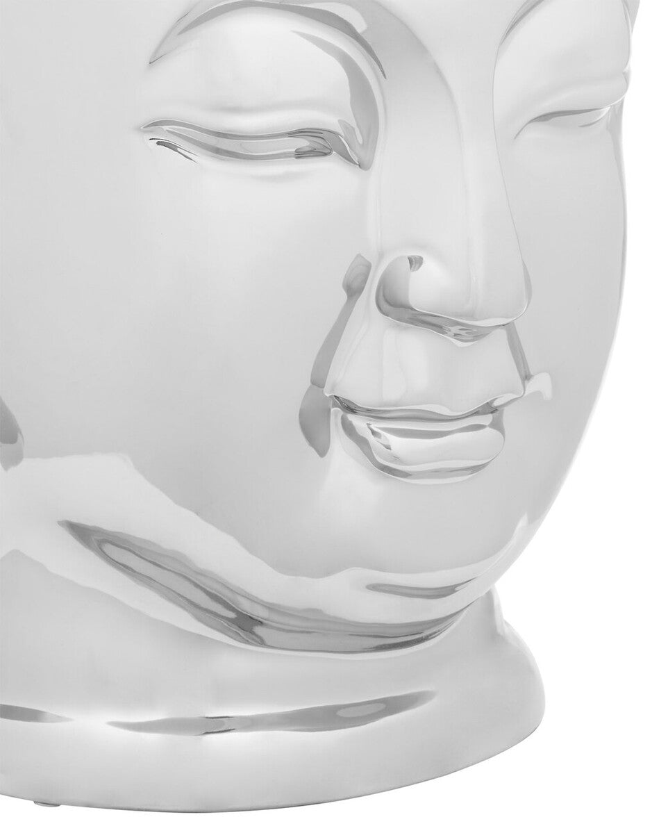 Complements Silver Dolomite Buddha Sculpted Side Table Deep Black Rounded Top, Torcello