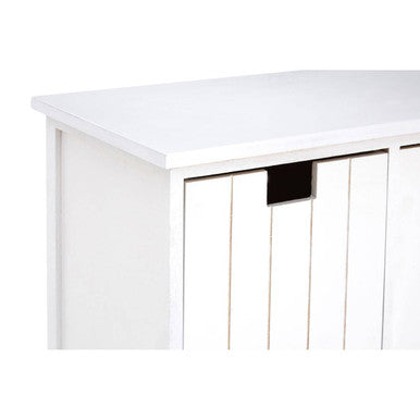 New England White Wood Storage Bench with 4 Drawers