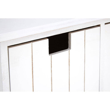 New England White Wood Storage Bench with 4 Drawers