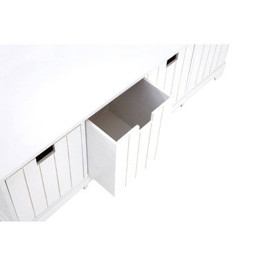 New England White Wood Storage Bench with 4 Drawers