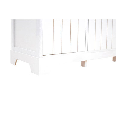 New England White Wood Storage Bench with 4 Drawers