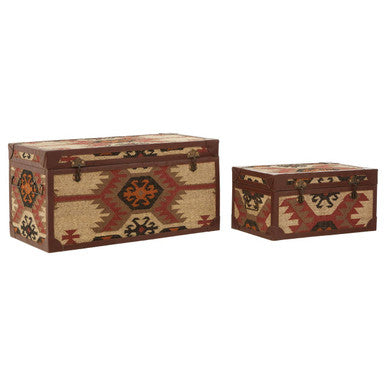 Aztec Set of 2 Multi Print Storage Trunks