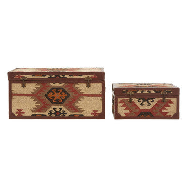 Aztec Set of 2 Multi Print Storage Trunks