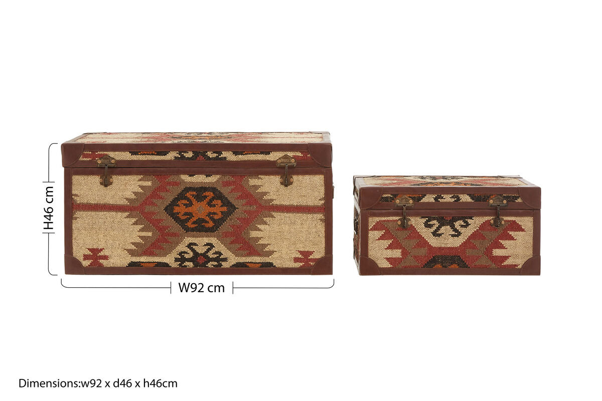 Aztec Set of 2 Multi Print Storage Trunks