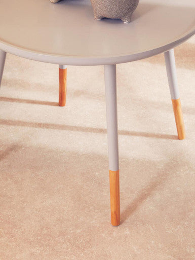 Grey Large Round Side Table with Natural Wood Effect Feet, Viborg