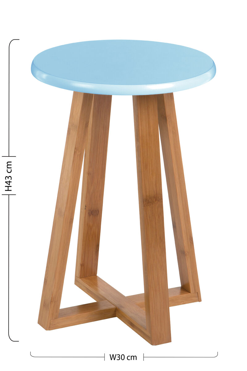 Viborg Blue Bamboo Round Stool with Lattice Design