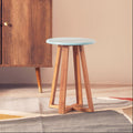 Viborg Blue Bamboo Round Stool with Lattice Design