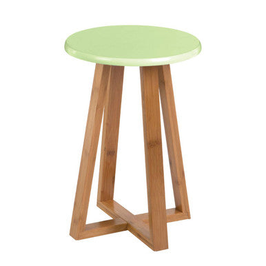 Viborg Green Bamboo Round Stool with Lattice Design