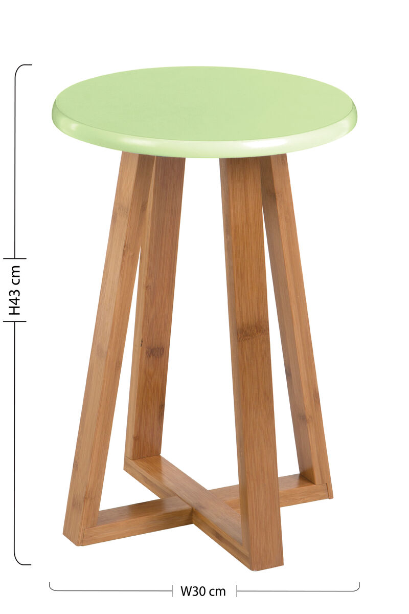 Viborg Green Bamboo Round Stool with Lattice Design