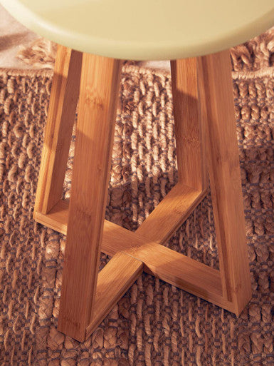 Viborg Green Bamboo Round Stool with Lattice Design