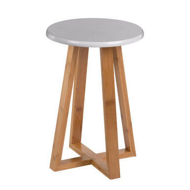 Viborg Grey Bamboo Round Stool with Lattice Design