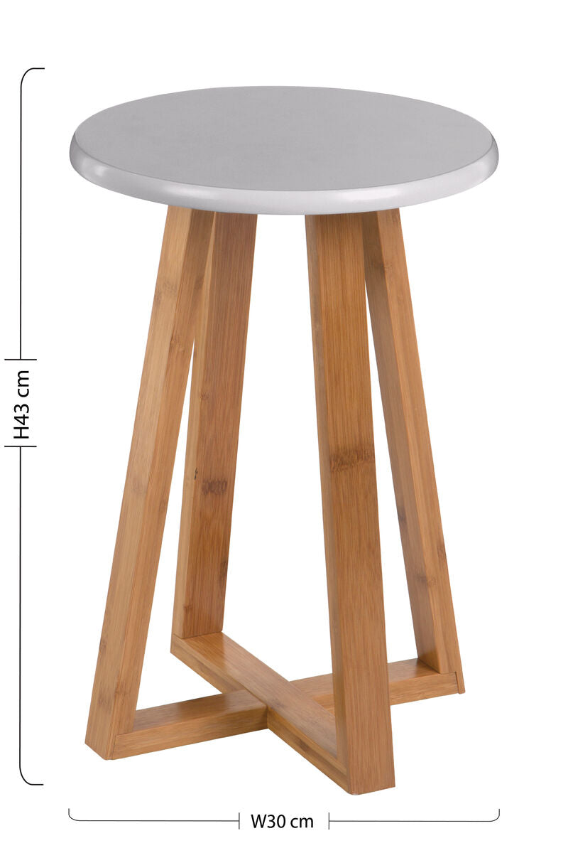 Viborg Grey Bamboo Round Stool with Lattice Design