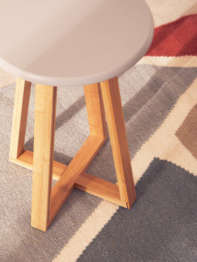 Viborg Grey Bamboo Round Stool with Lattice Design
