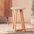 Viborg Grey Bamboo Round Stool with Lattice Design