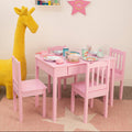 Kids Pink Wooden Table and 4 Chairs Set | Kids Storage and Dining